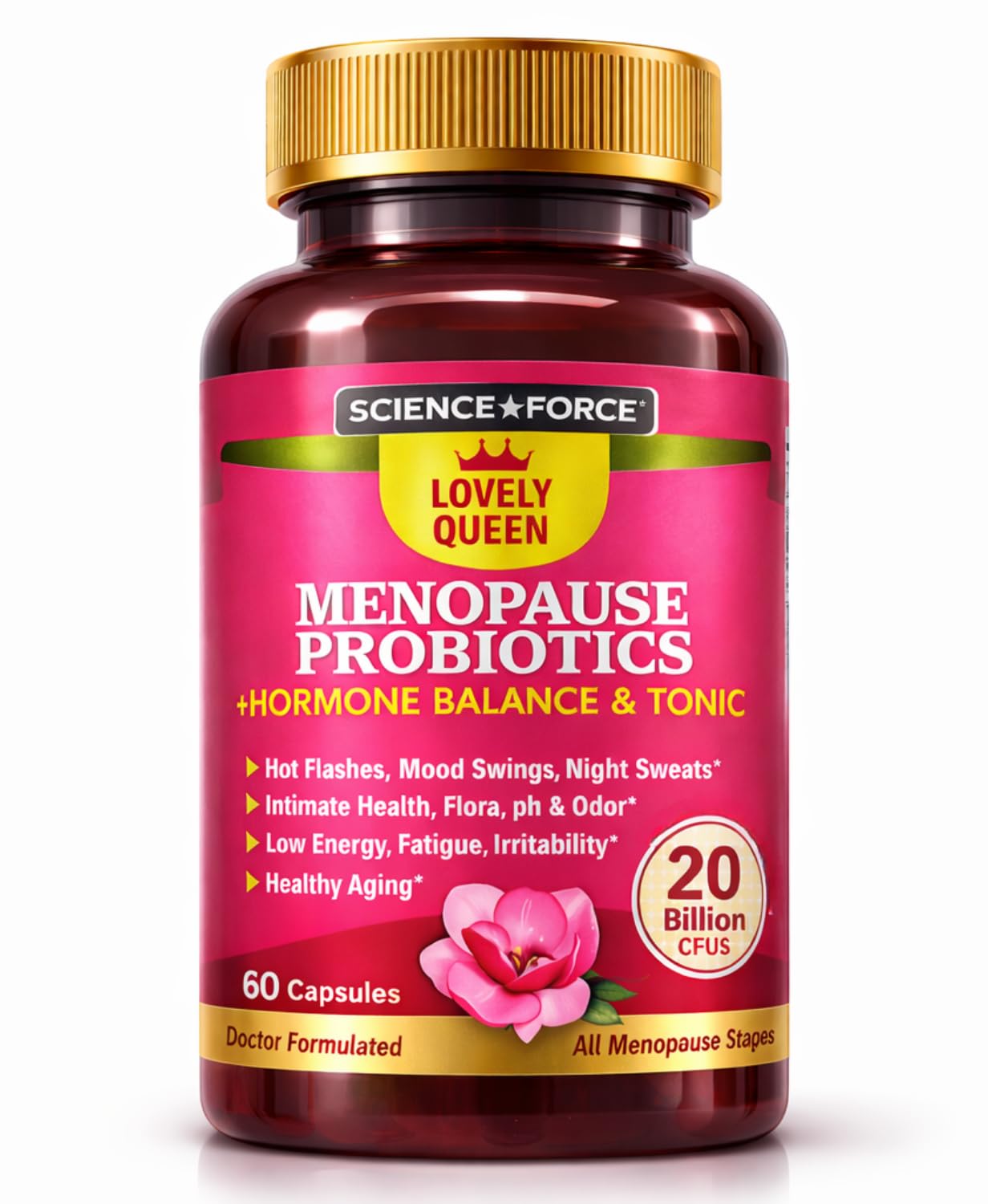 Science Force Lovely Queen bottle front view for menopause support.