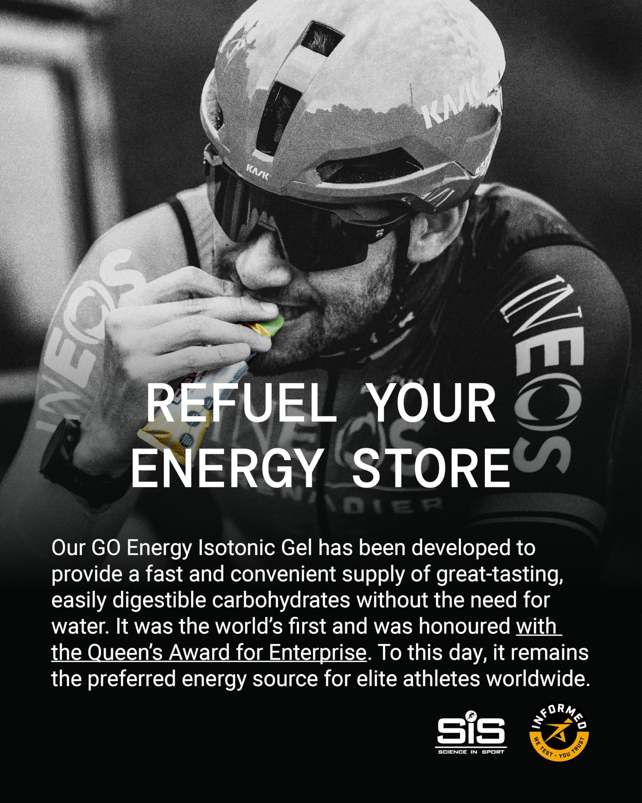 Science in Sport GO isotonic apple gel in a cycling jersey pocket for easy access.