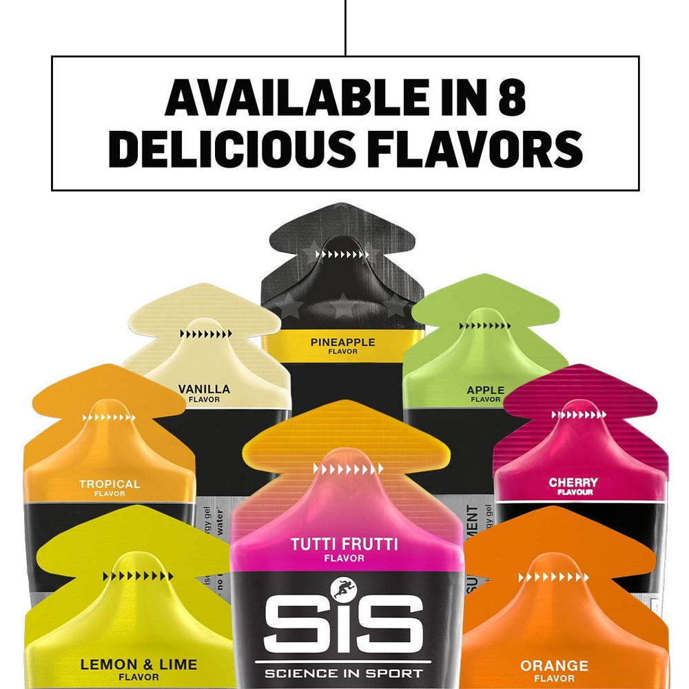 Science in Sport isotonic energy gel Pineapple 2oz gel being dispensed for use
