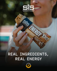 Close-up of ingredients highlighting oats and macadamia in the bar