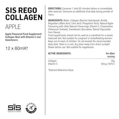 Science in Sport REGO Collagen Shot Apple packaging shows portable design for travel or gym.