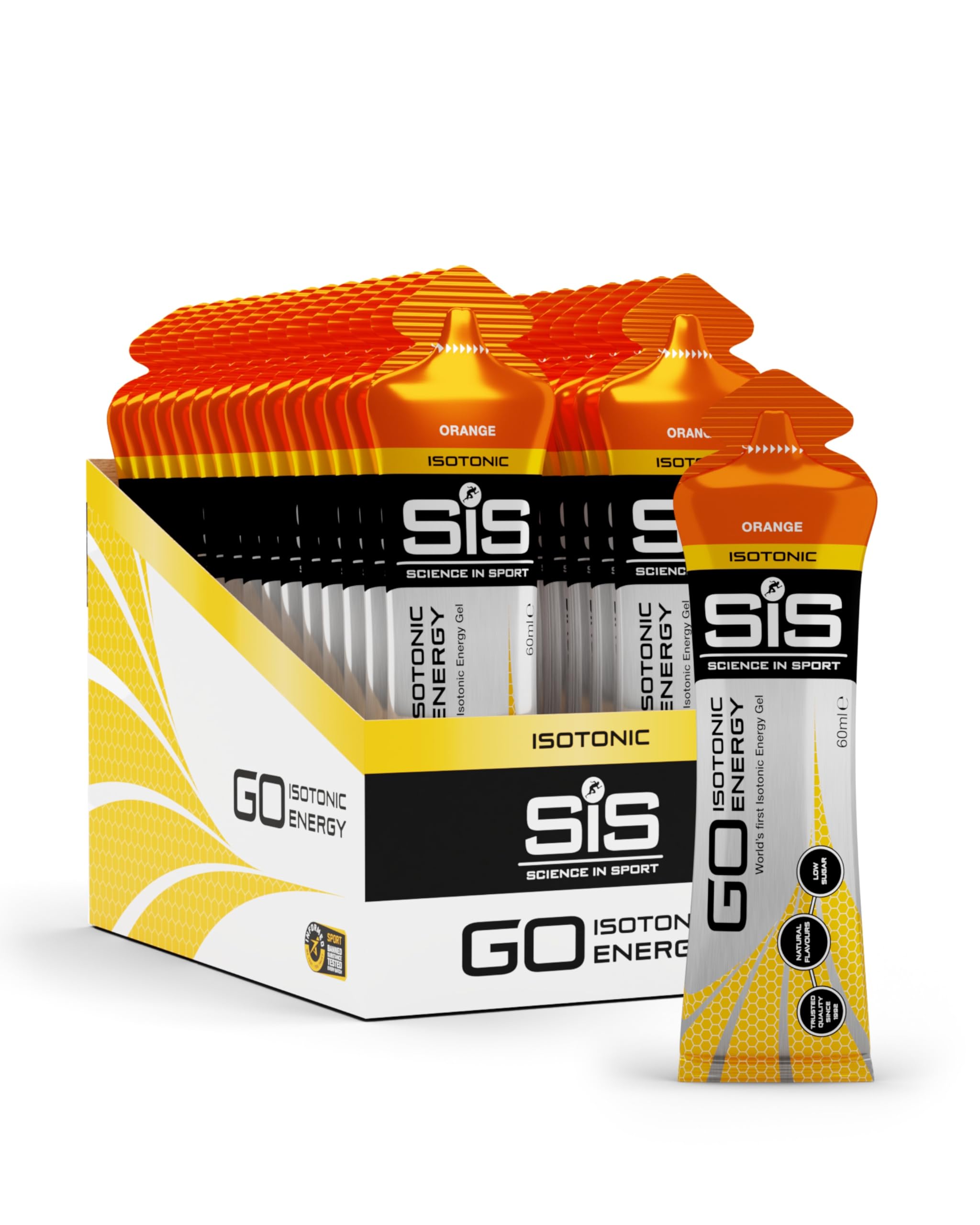 SIS Gel Go isotonic orange bottle ready for training sessions, quick energy on the move