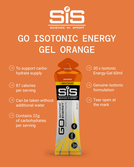 SIS Gel Go orange pack shown for easy-to-carry energy during rides