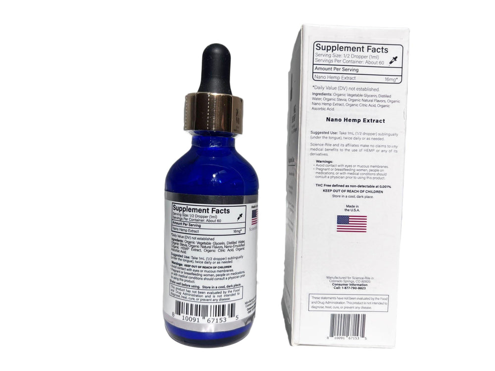 Science-Rite Nano hemp drops dispense pour demonstrates quick dose control.