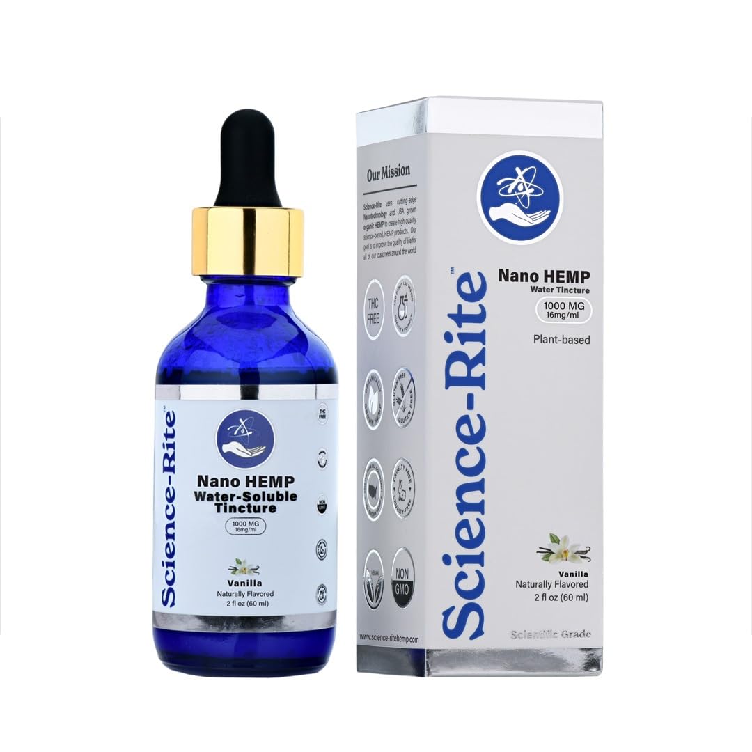 Science-Rite Nano Water-Soluble Hemp drops bottle for quick daily use