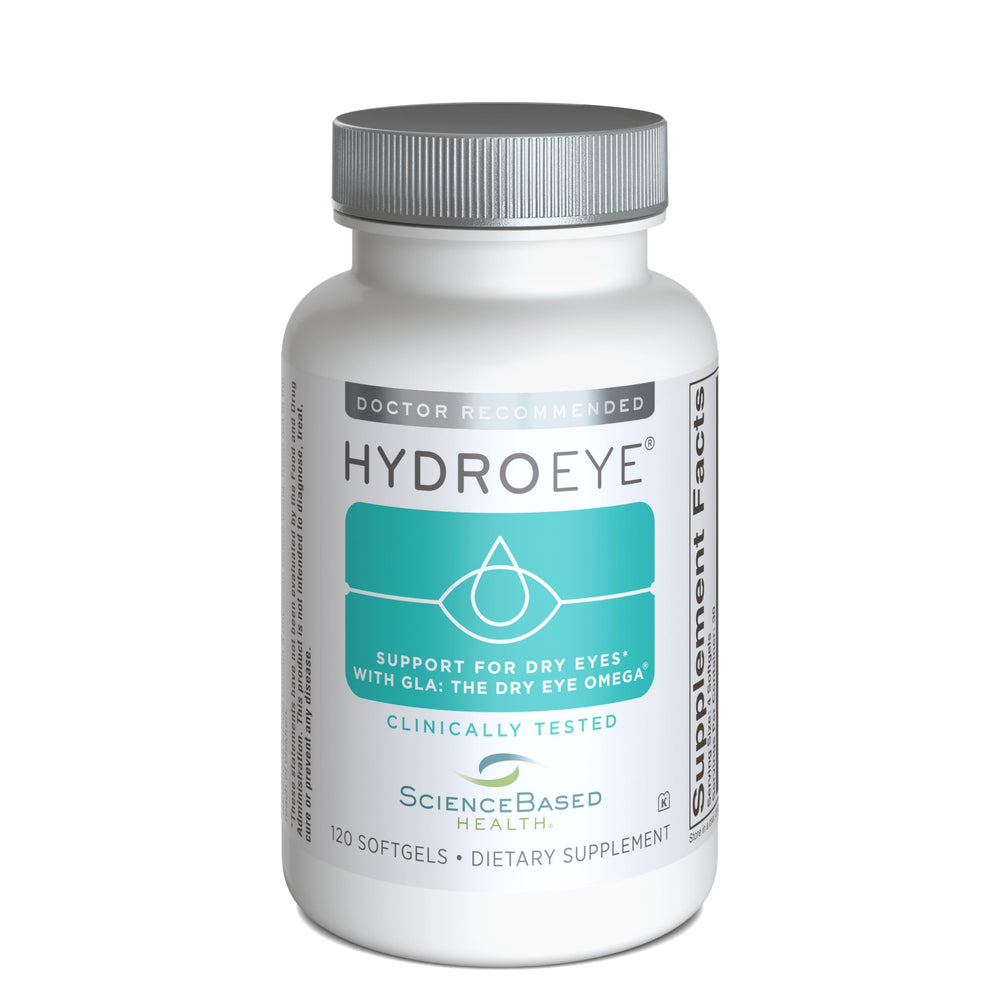ScienceBased Health HydroEye bottle pour supports easy daily use for eye comfort.