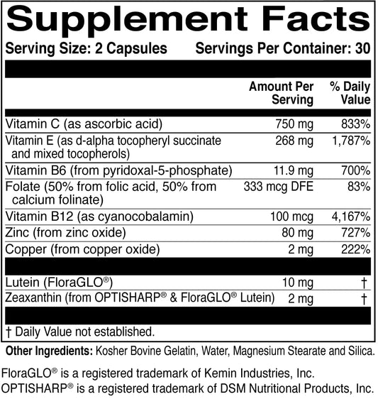 ScienceBased Health MacularProtect bottle back showing ingredients and usage guidance