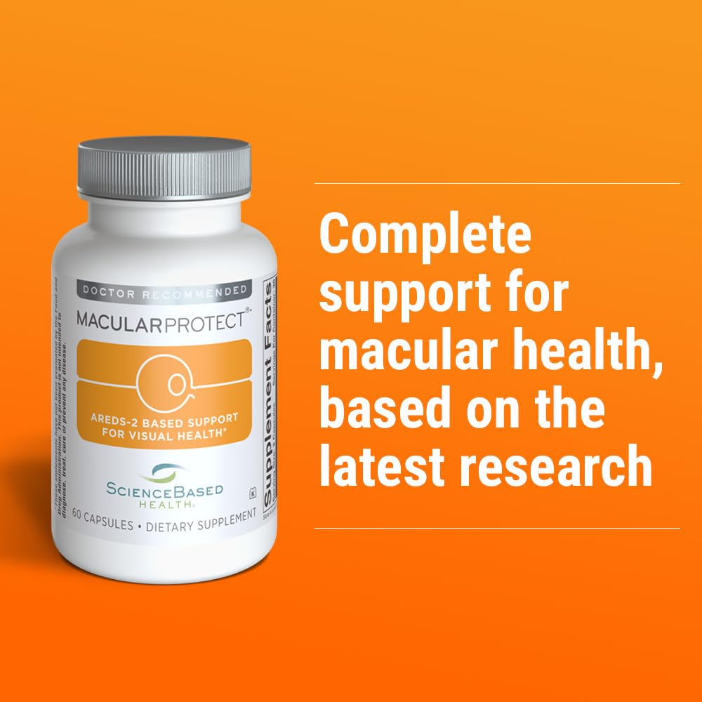 ScienceBased Health MacularProtect capsules closeup of easy-to-swallow eye health capsules