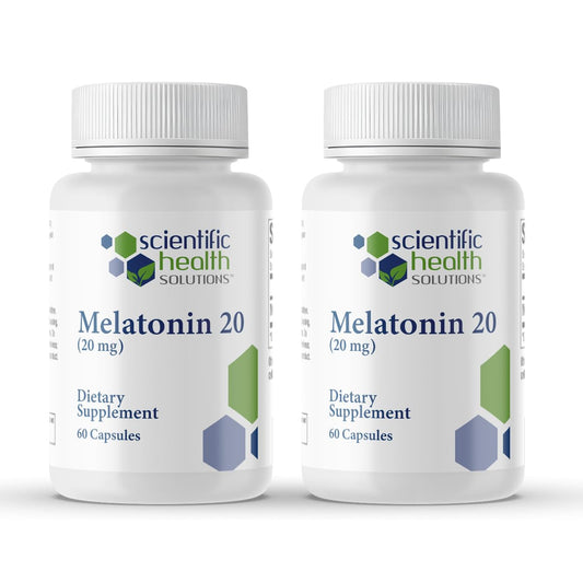 Scientific Health Solutions melatonin 20mg bottle front view for supported sleep routine.