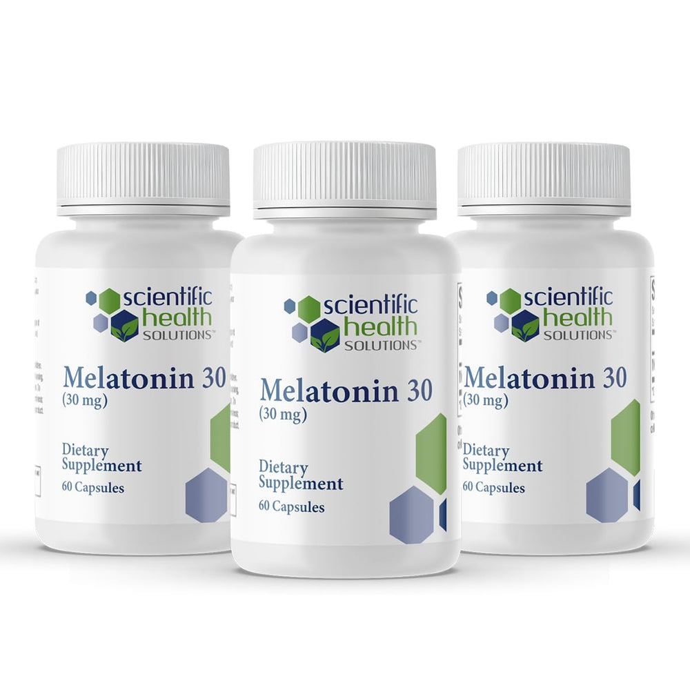 Scientific Health Solutions melatonin 30mg 3-pack box for convenient nightly use