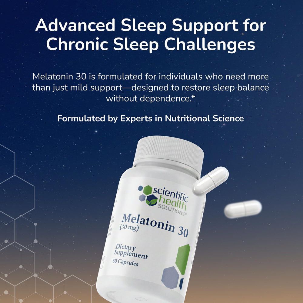 Scientific Health Solutions melatonin 30mg bottle views emphasize domestic US-made production