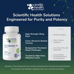 Scientific Health Solutions melatonin 30mg made in USA badge reinforces trust