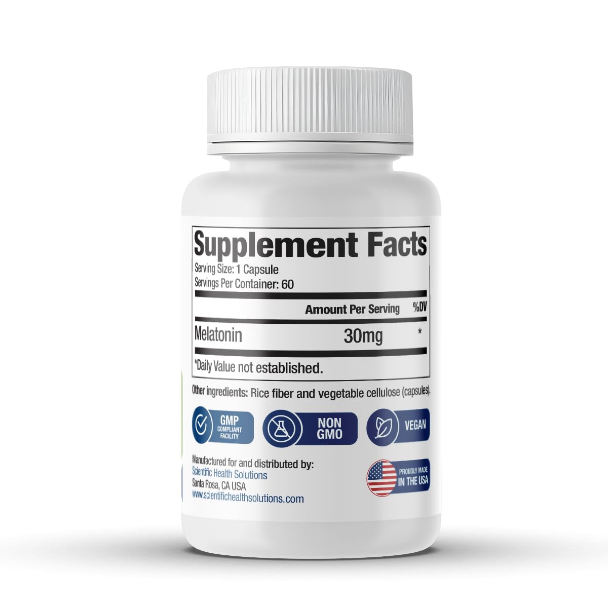 Scientific Health Solutions melatonin 30mg pack-shot conveys value for multi-pack purchase