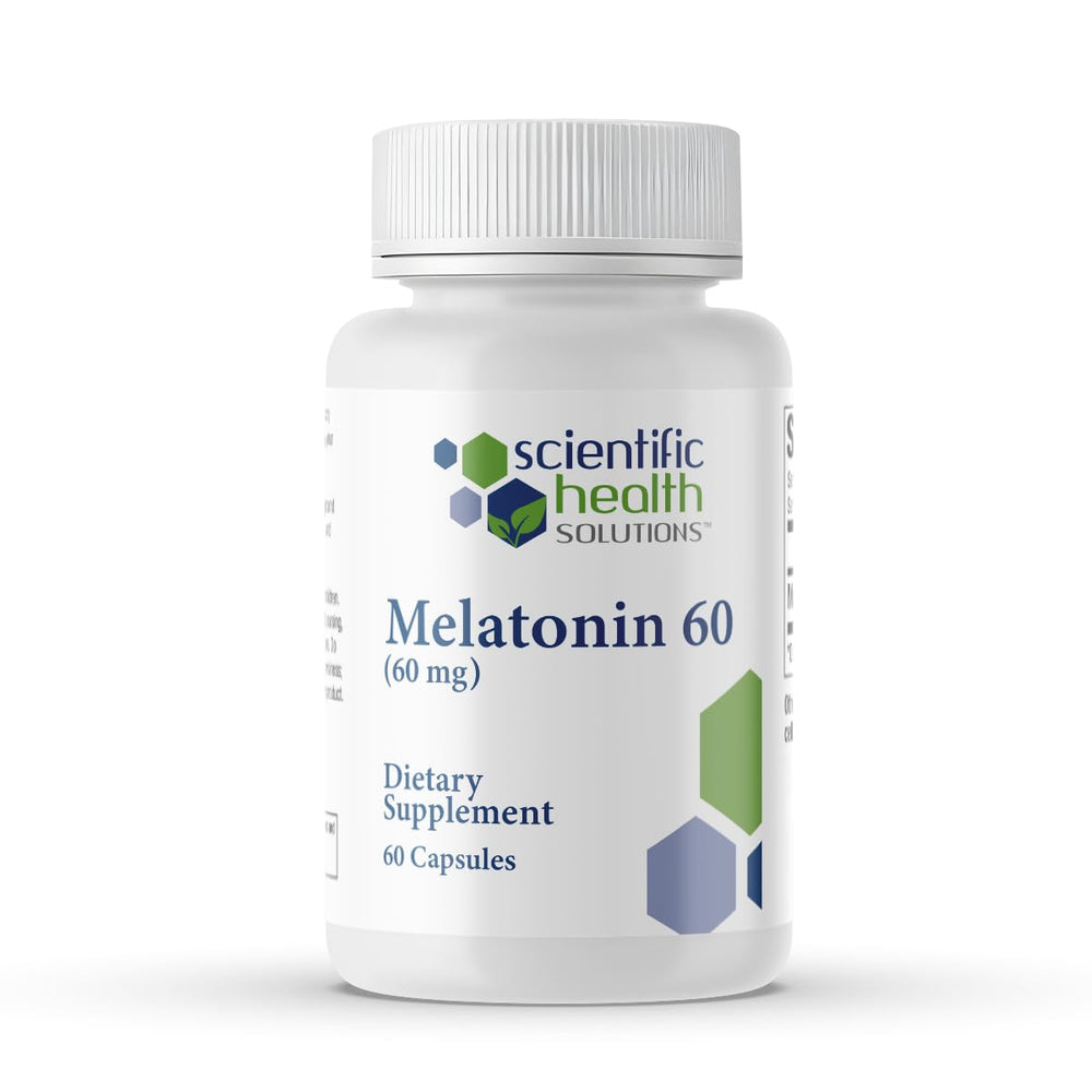 Scientific Health Solutions Melatonin 60mg bottle for easy nightly sleep support.