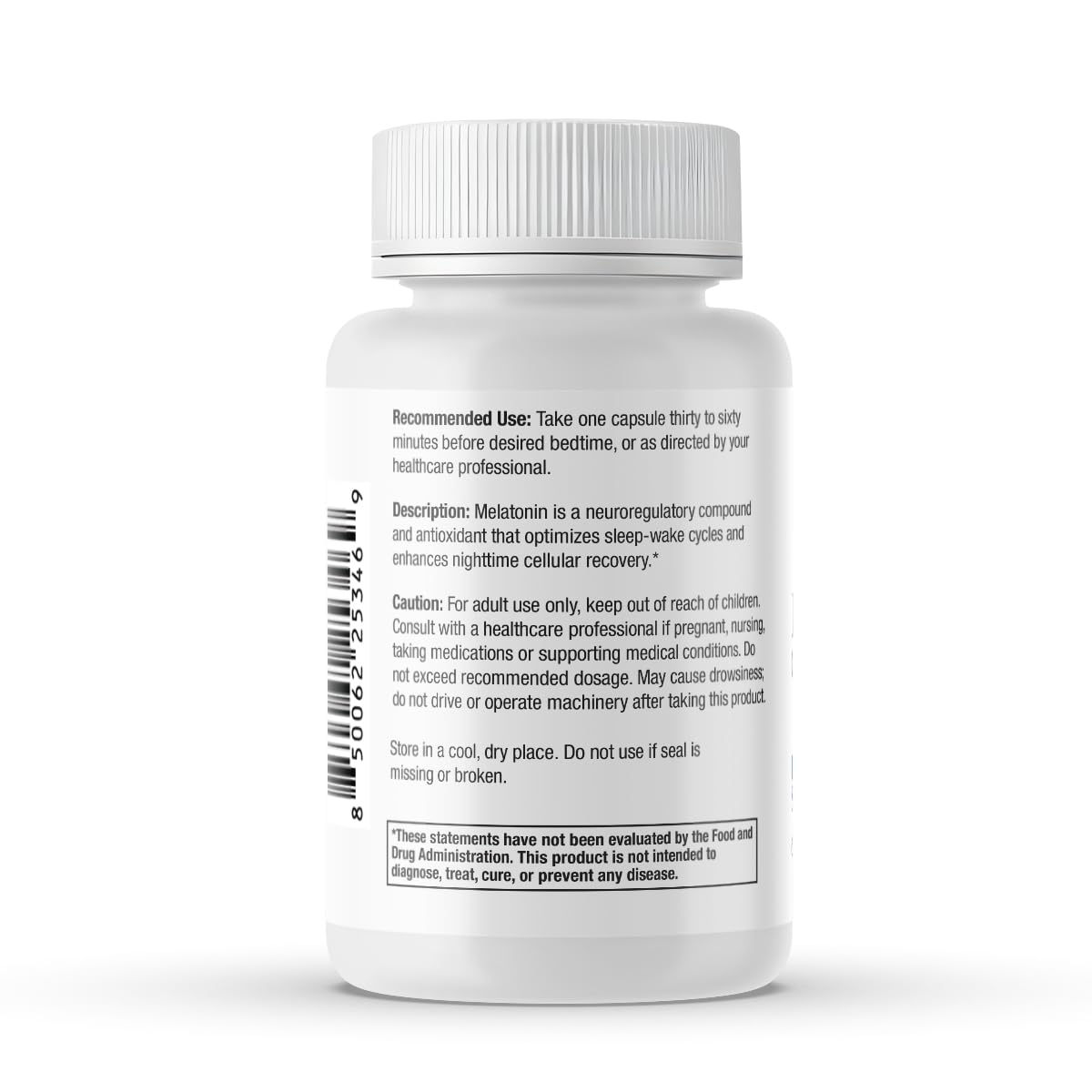 Melatonin bottle on a nightstand ready for bedtime use.
