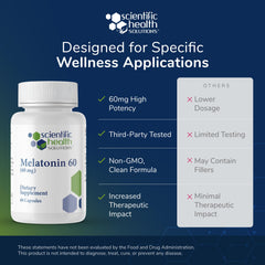 Scientific Health Solutions Melatonin gluten-free icon signals allergen-friendly supplement.