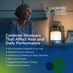 Scientific Health Solutions Melatonin packaging box highlights vegan, non-GMO, gluten-free features.