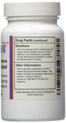 Scientific Health Vertisil bottle back label, usage guidance for vertigo symptoms.