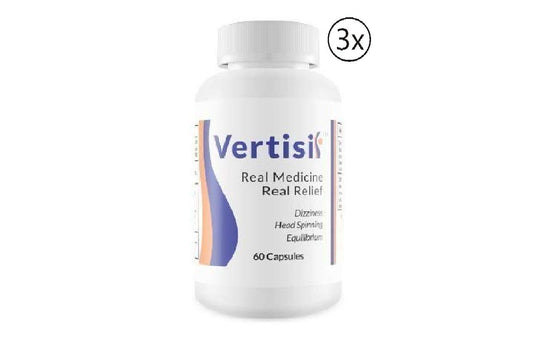 Scientific Health Vertisil bottle front for natural vertigo support.