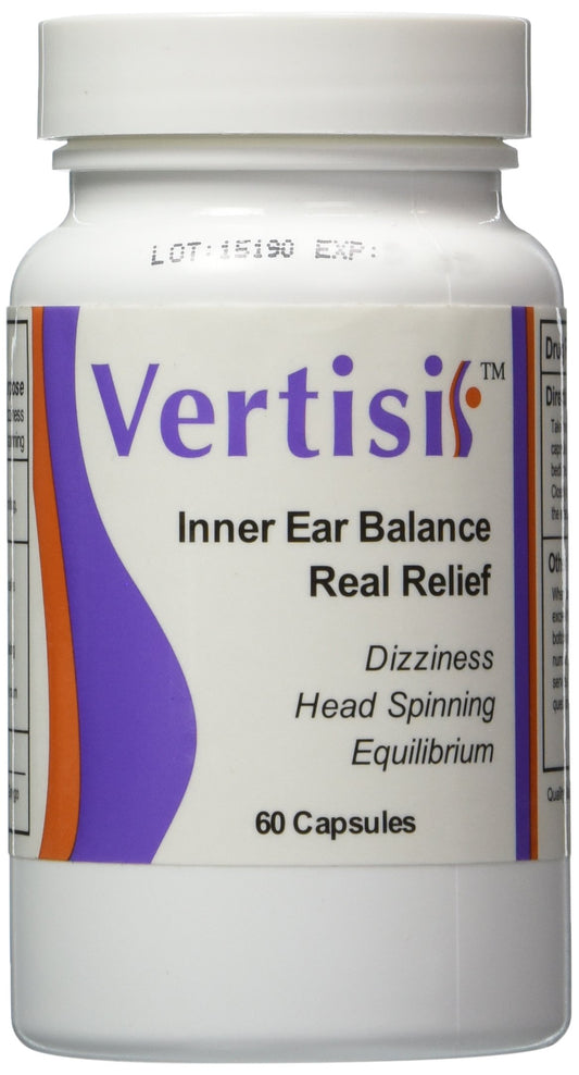 Scientific Health Vertisil bottle front view, all-natural vertigo support.