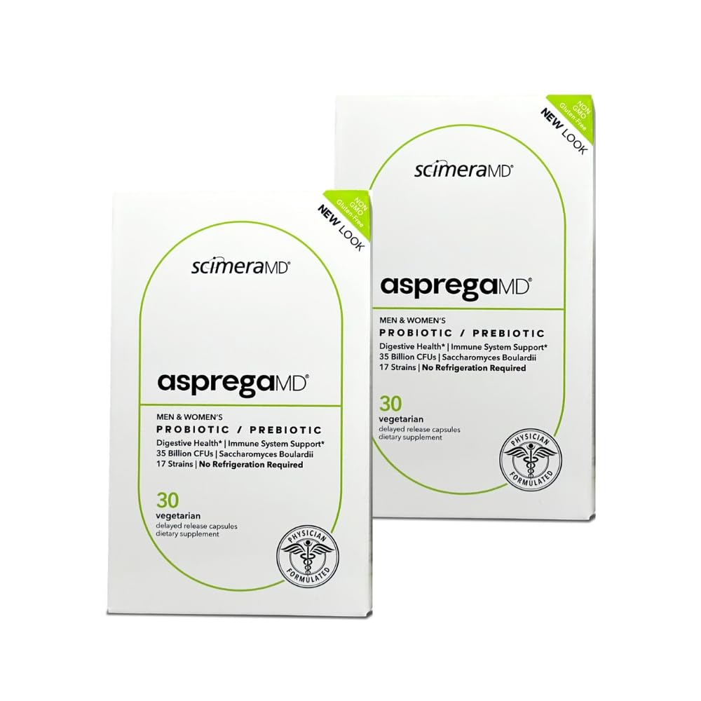 Scimera Bioscience Asprega 30CT bottle front for daily gut support