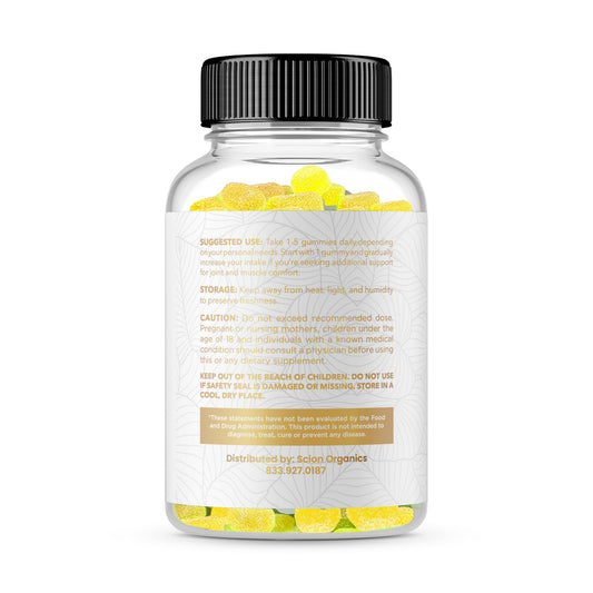 Scion Organics hemp gummies raspberry pack front for easy daily use.