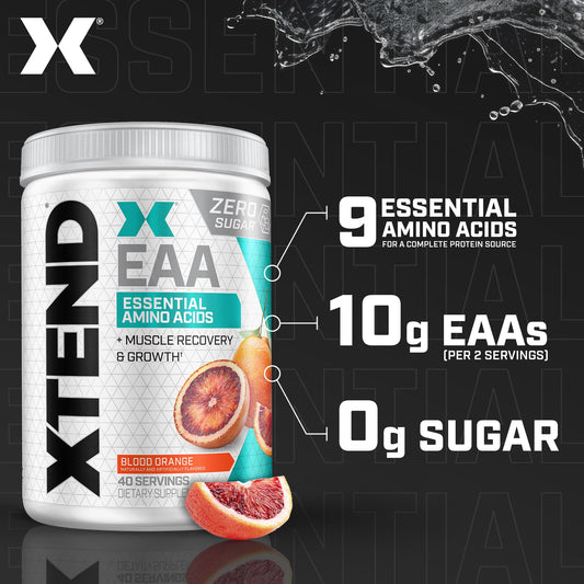 Scivation Xtend EAA bottle shows blood orange flavor for convenient on-the-go supplementation.