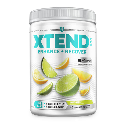 Scivation Xtend Lemon Lime bottle with 40 servings for post-workout hydration.