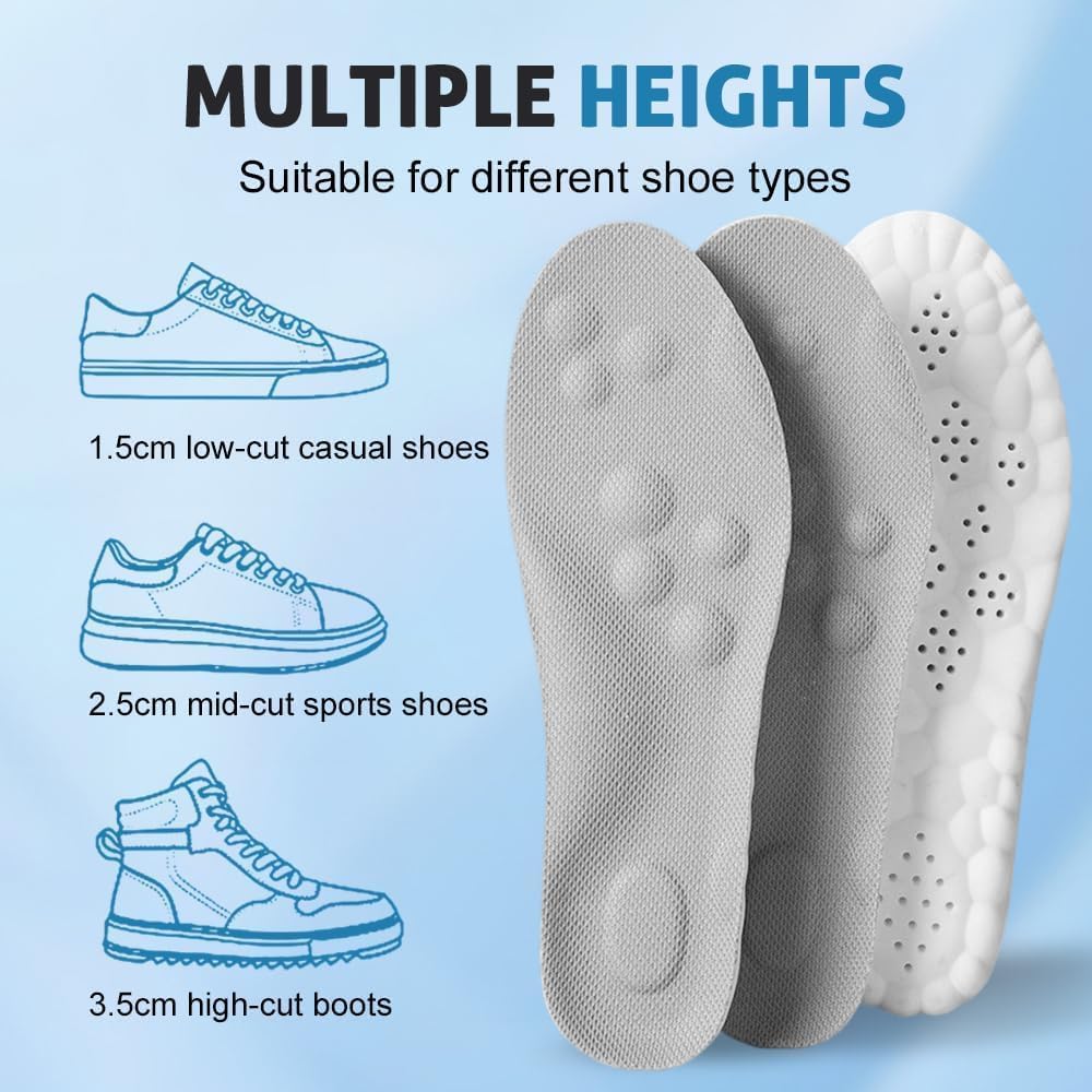 Sckoemo memory-foam insoles with arch support for daily wear