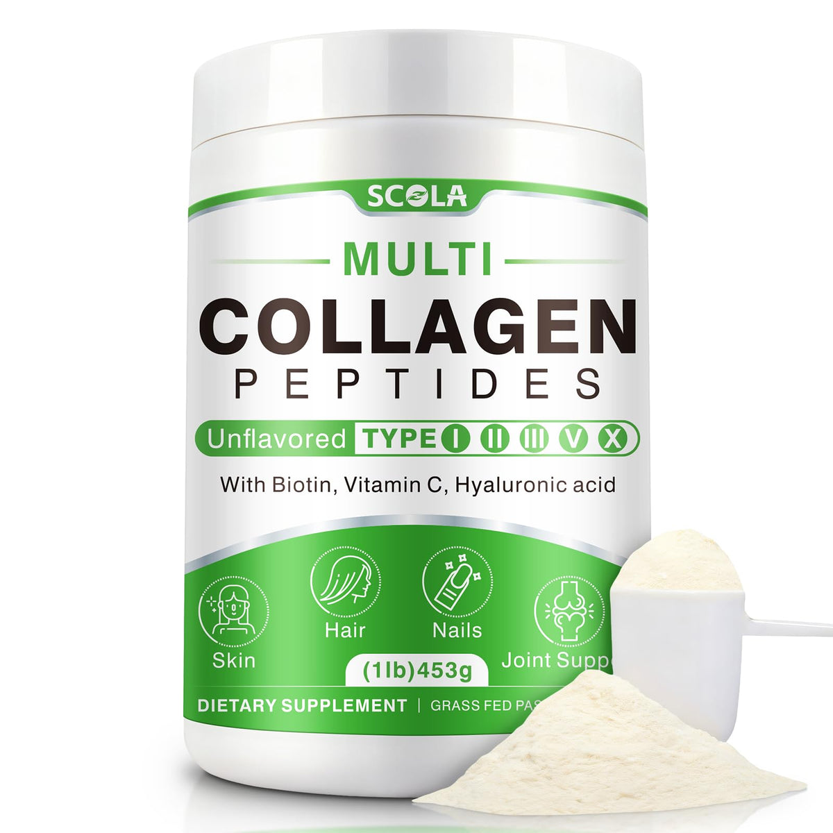 SCOLA collagen peptides powder tub ready for daily use