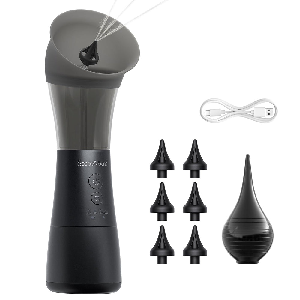 ScopeAround electric ear cleaner with water-tank system for tidy, home ear care.