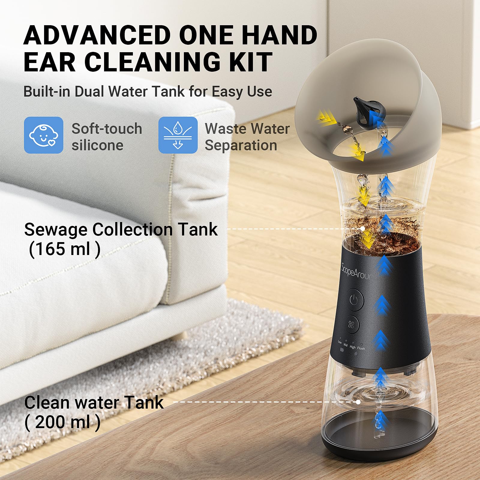 IPX6 waterproof design with temperature sensor maintains comfortable water temperature.
