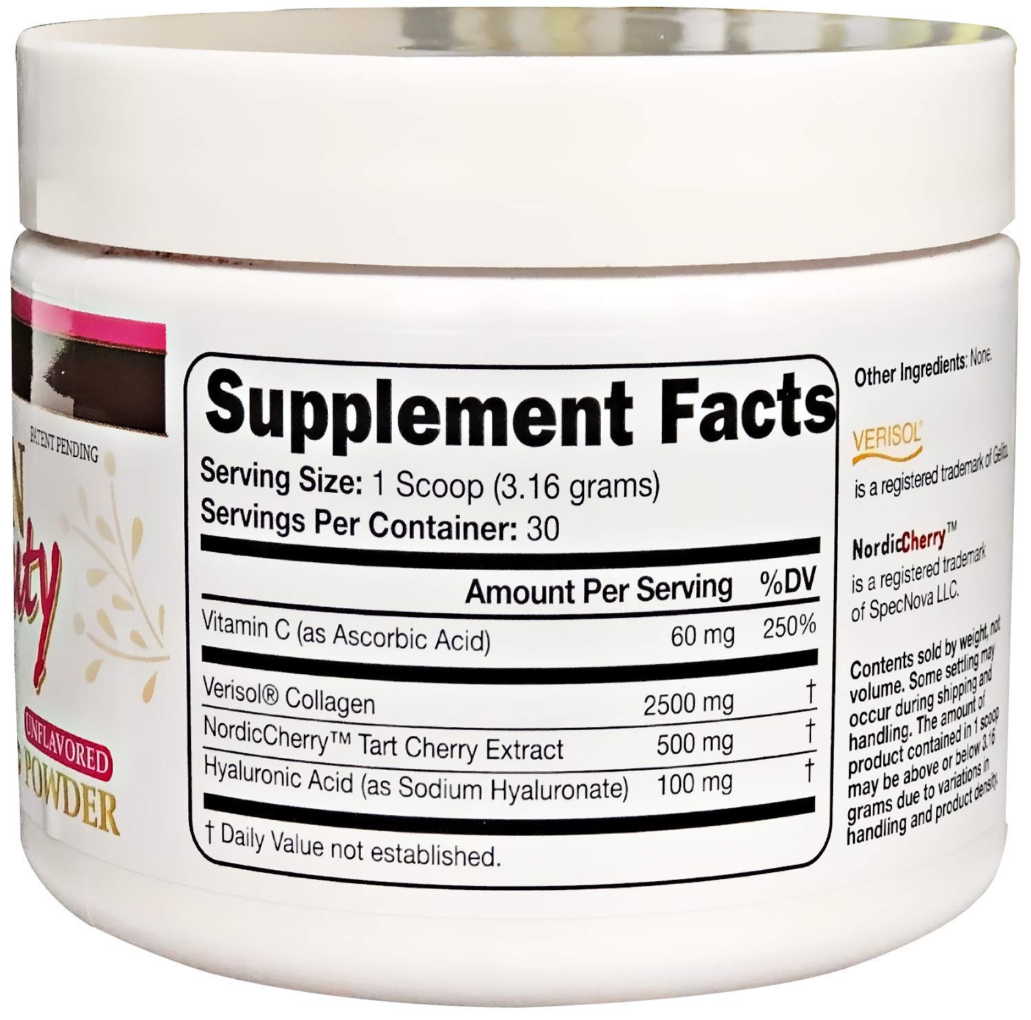 One scoop of Script Essentials Collagen Beauty Powder measured for daily use.