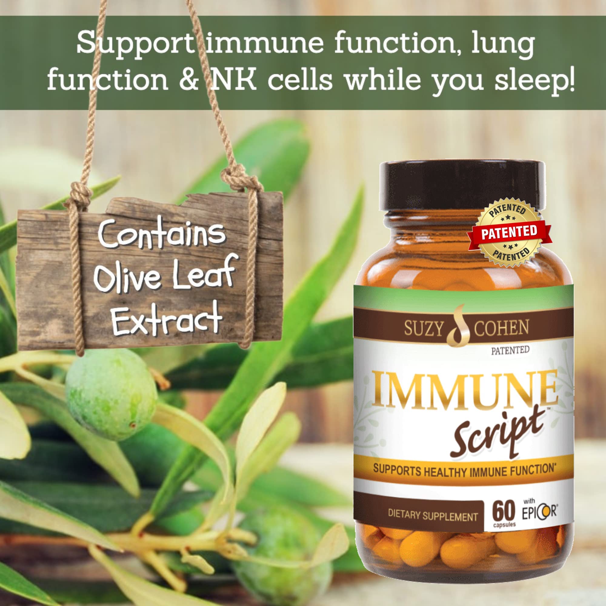 Script Essentials Immune Script ingredients palette conveys natural botanicals and plant extracts.