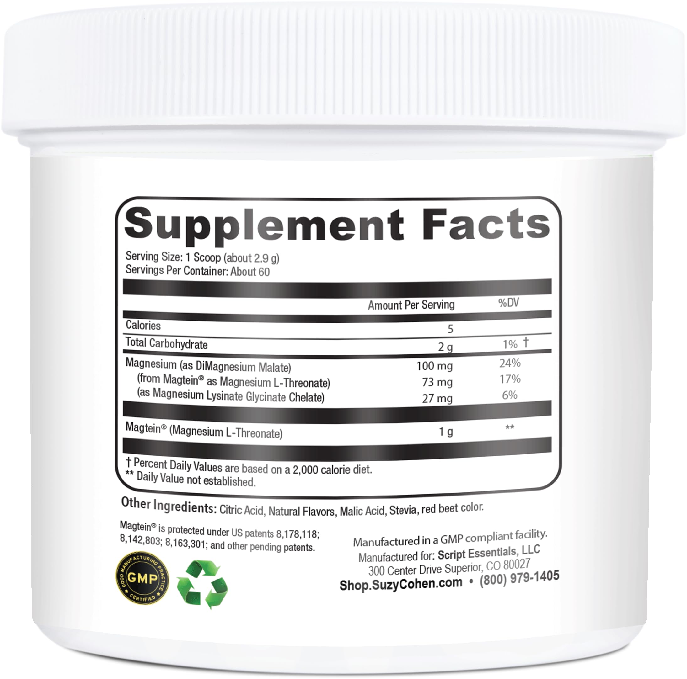 Script Essentials MagFocus Magtein jar highlights premium magnesium.