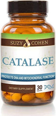 Script Essentials Suzy Cohen Catalase bottle shown, highlighting liver enzyme support for daily wellness.