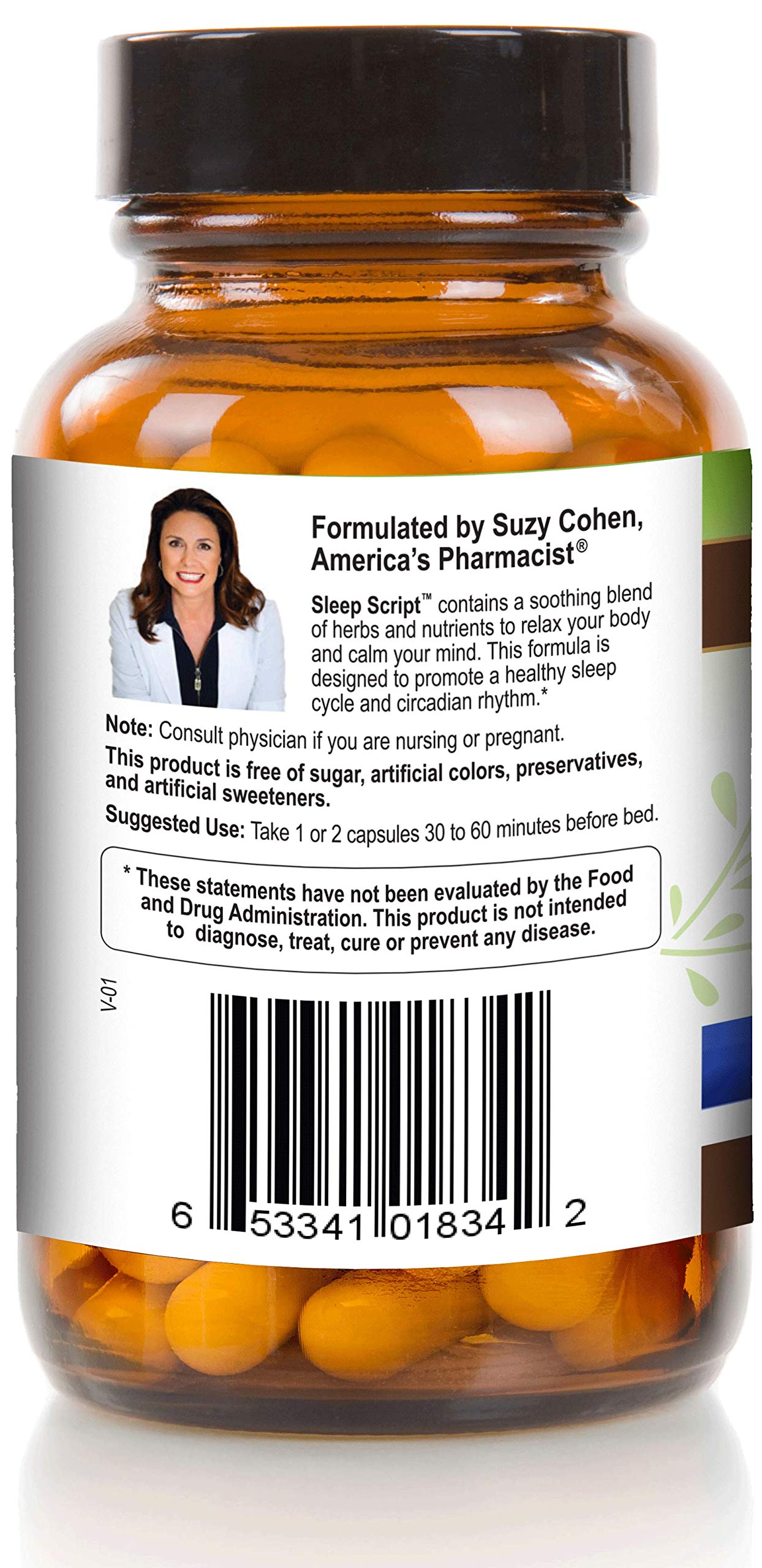 Script Essentials Sleep Script label highlights ingredients and benefits