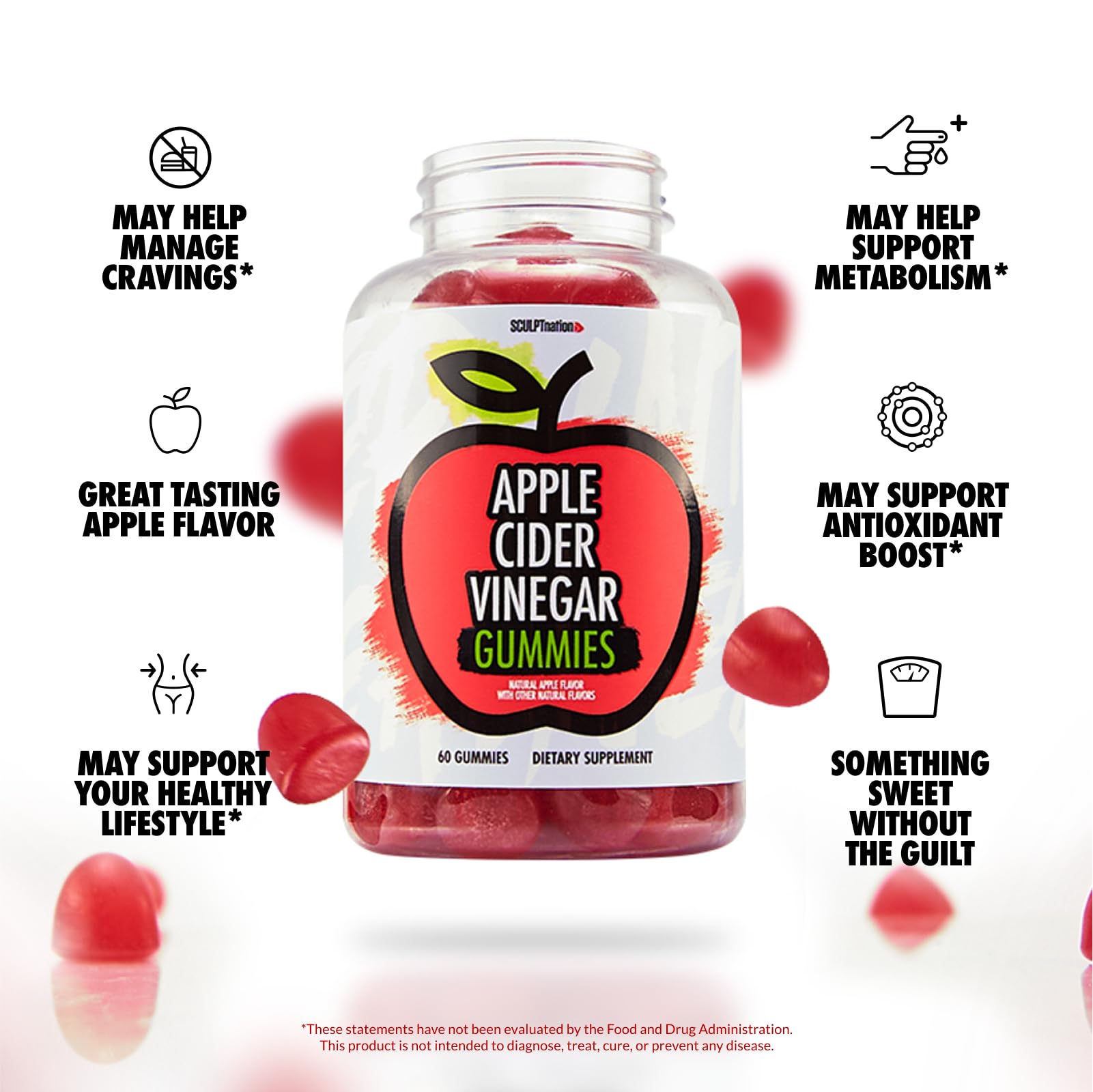 Sculpt Nation ACV gummies pack view emphasizing keto-friendly snack option