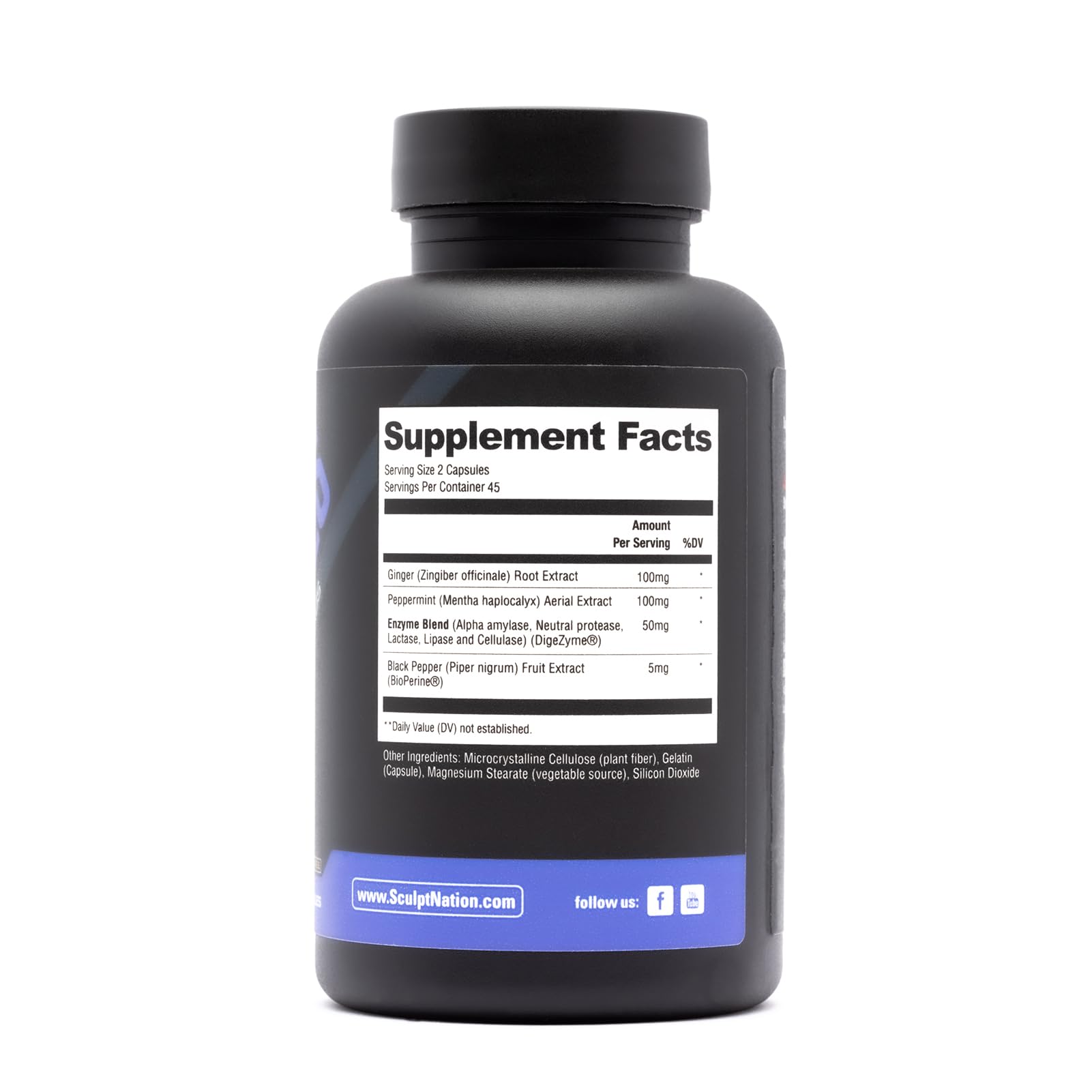 Sculpt Nation bottle on kitchen counter suggesting easy, daily use for digestion support.