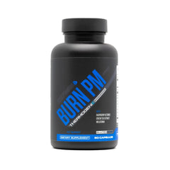 Sculpt Nation Burn PM bottle on nightstand for night-time fat burning support