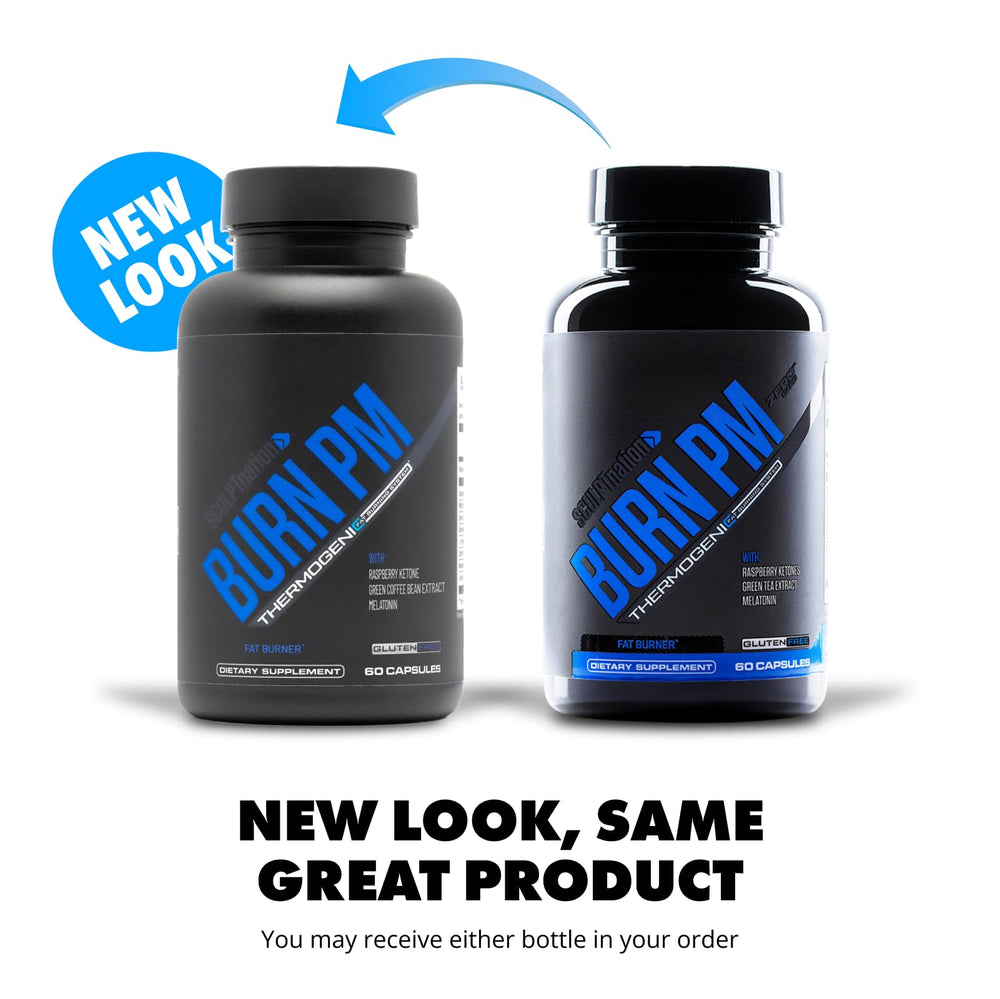 Burn PM capsules in blister pack showing easy nightly supplement