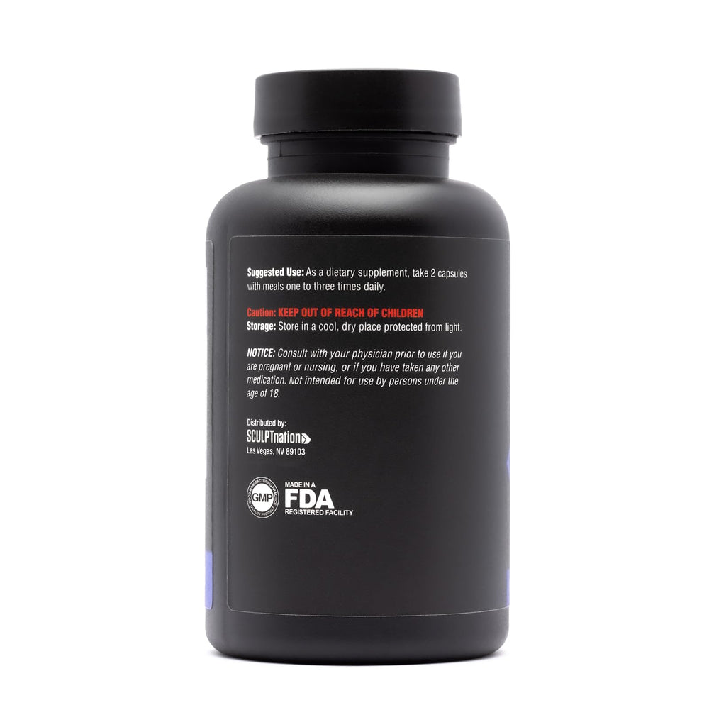 Sculpt Nation bottle of capsules seen as a daily digestion aid.