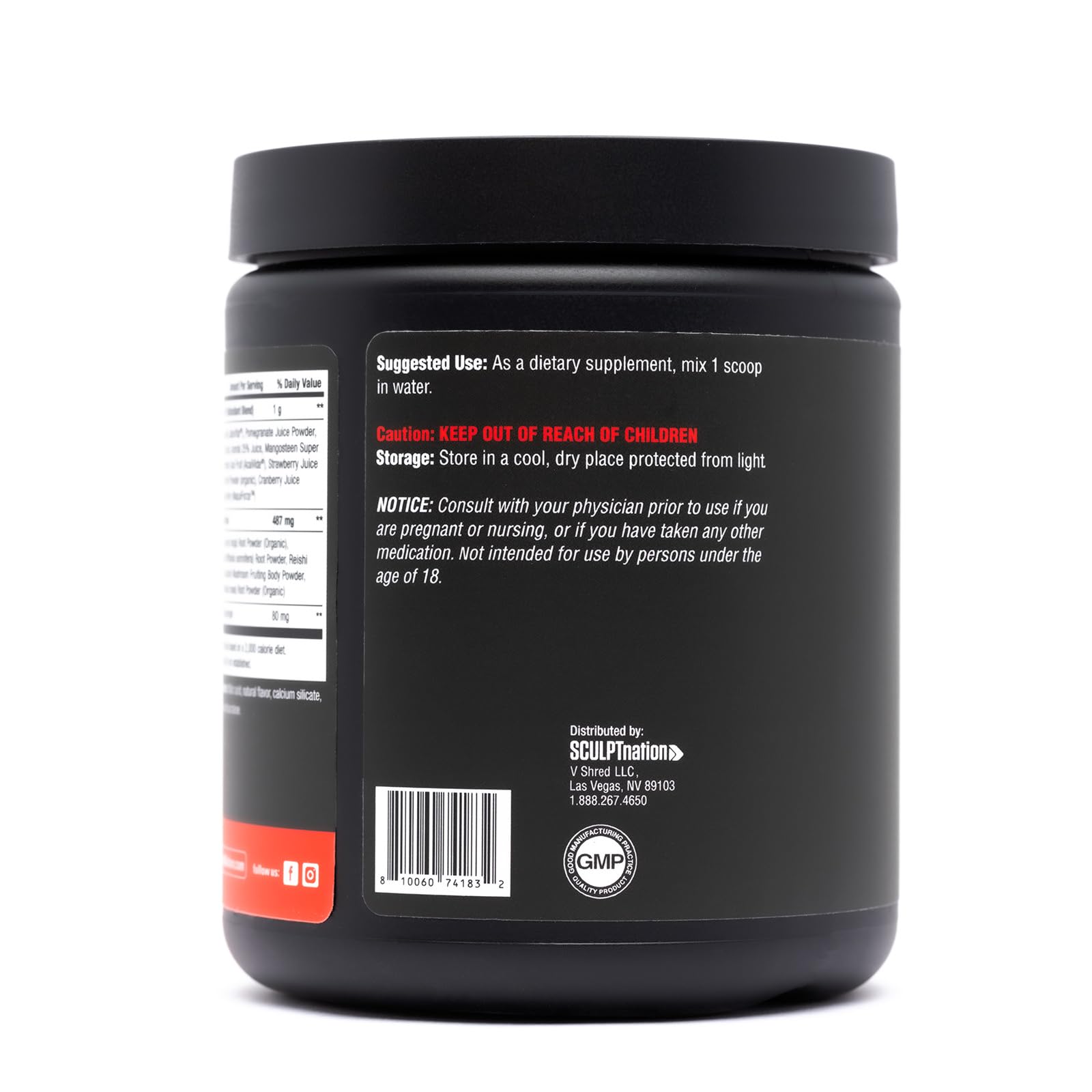 Sculpt Nation Greens Strawberry label emphasizing premium greens ingredients