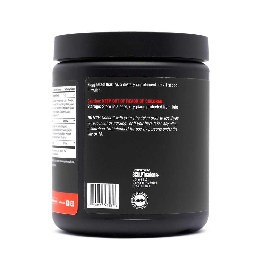 Sculpt Nation Greens Strawberry label emphasizing premium greens ingredients