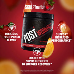 Sculpt Nation post-workout scoop poured into glass for energy and endurance after training