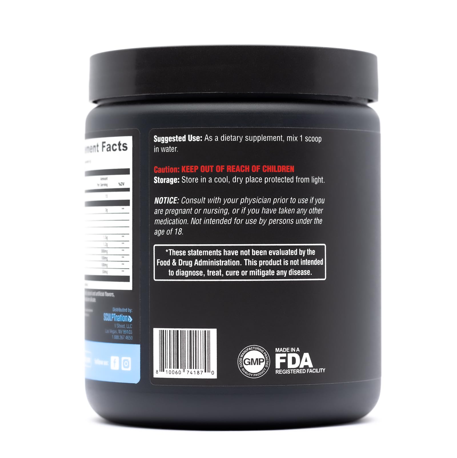 Sculpt Nation serving scoop with glass illustrates convenient dosing for longer, more intense sessions.