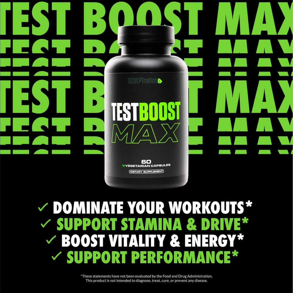 Sculpt Nation Test Boost Max capsules for daily endurance support.