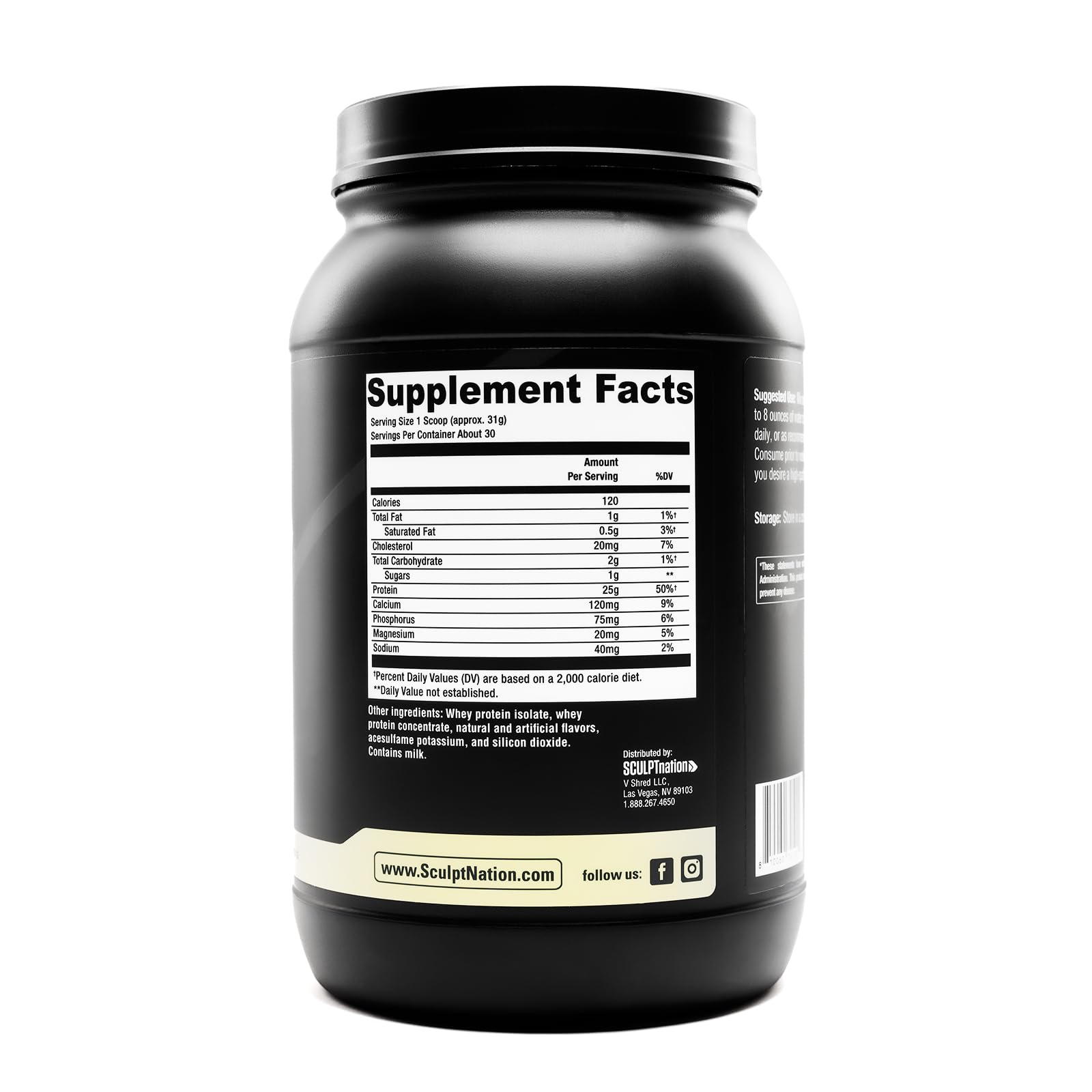 Sculpt Nation vanilla protein with BCAAs shown in bottle close-up