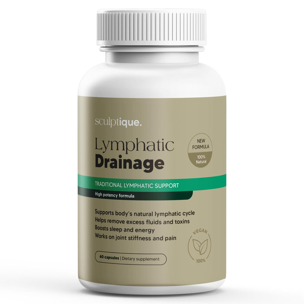 Sculptique Lymphatic Drainage Capsules bottle for daily balance.