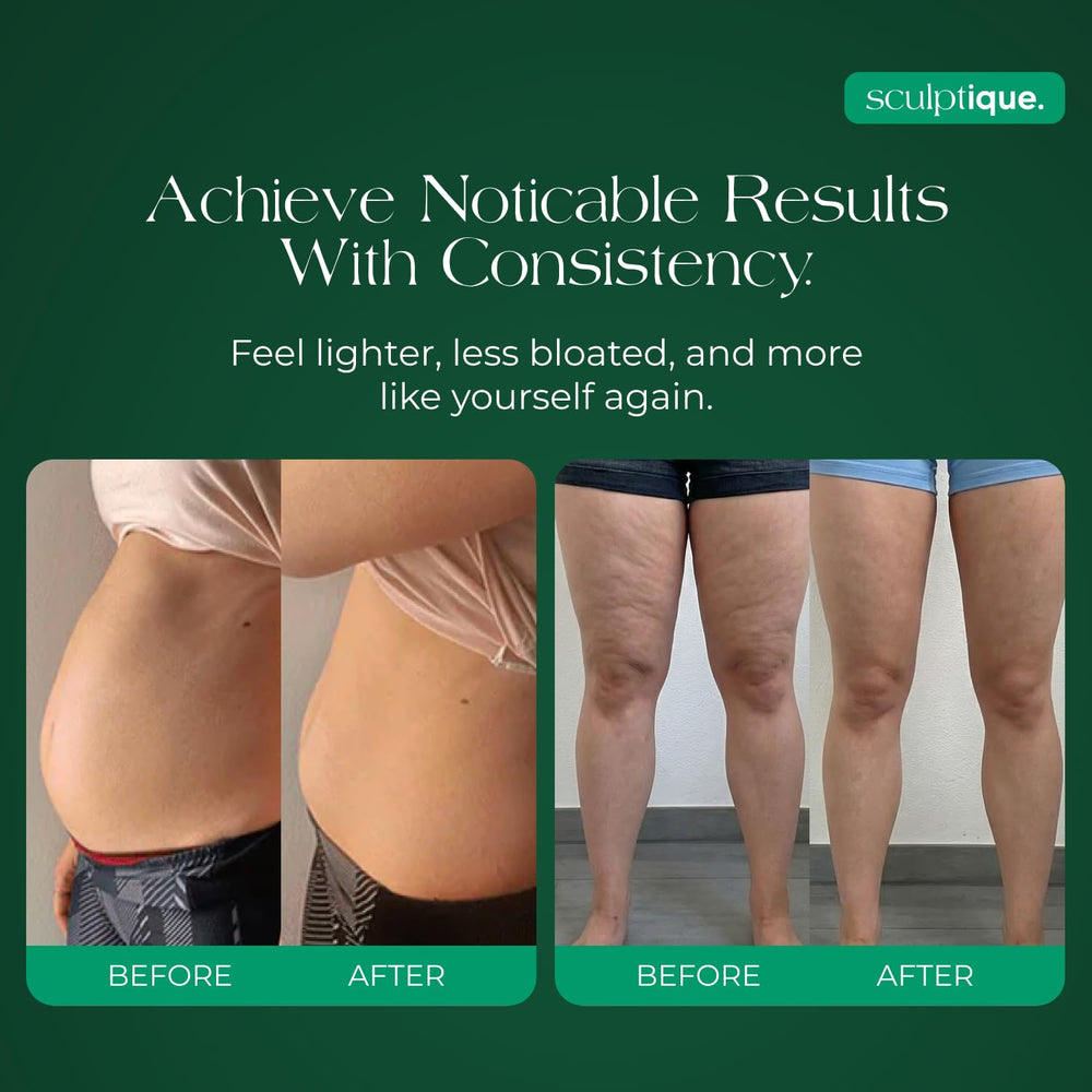 Sculptique Lymphatic Drainage Capsules with burdock-root detail.